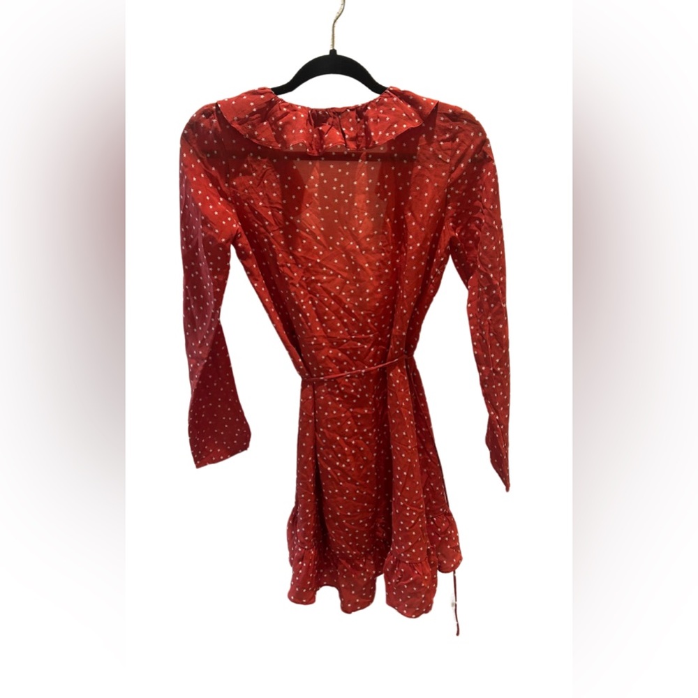 Realisation Par The Alexandra Silk Wrap Mini Dress | Red/White Star | Size Small - Picture 3 of 5